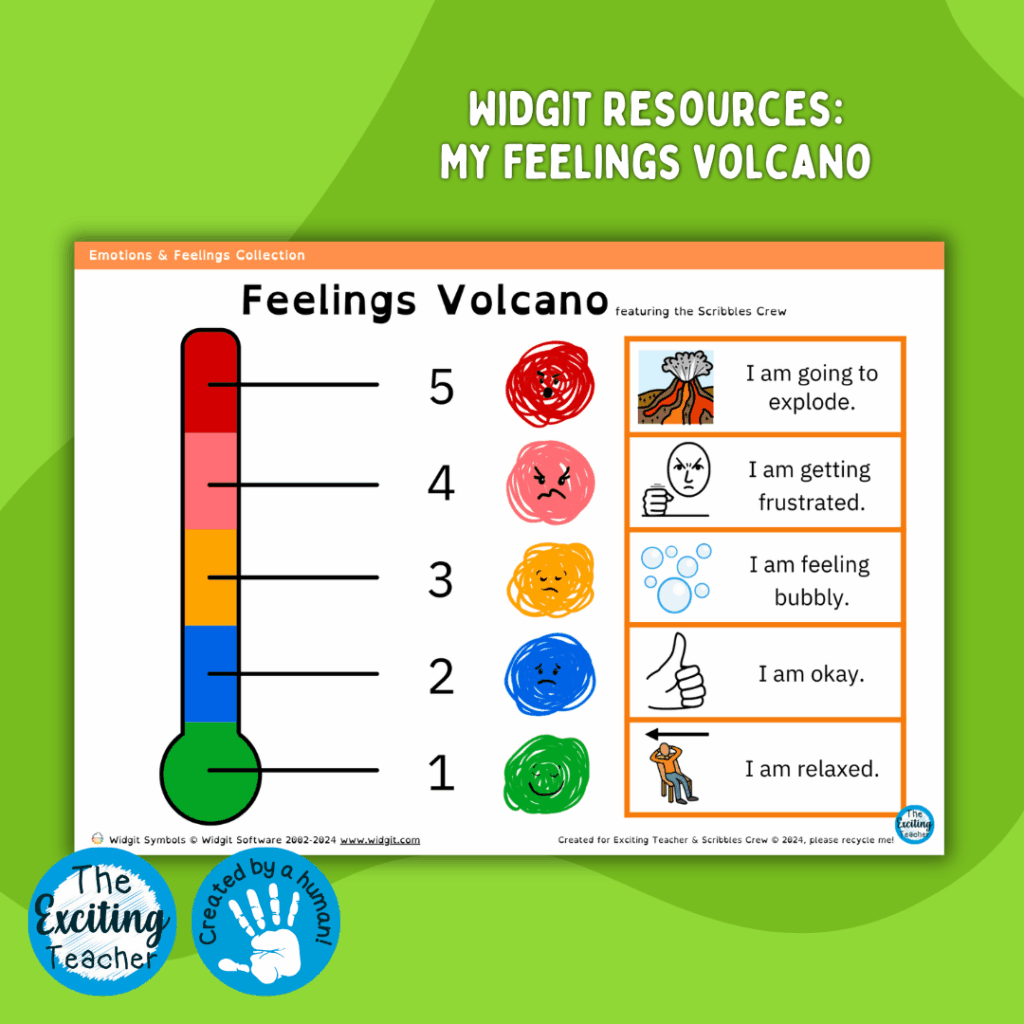 Feelings Volcano 5 Point Scale by Exciting Teacher 2024