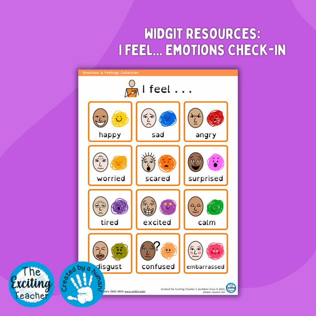 Widgit Symbols I Feel Feelings Check-In Board by Exciting Teacher & Scribbles Crew 2024