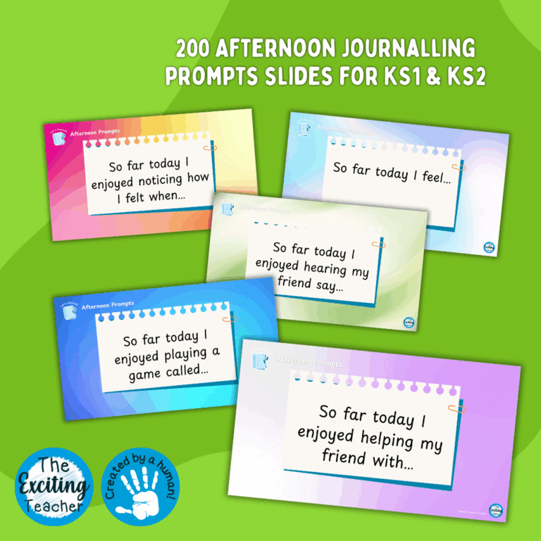 Afternoon After Lunch 200 Journalling Prompts Slides by Exciting Teacher 2025