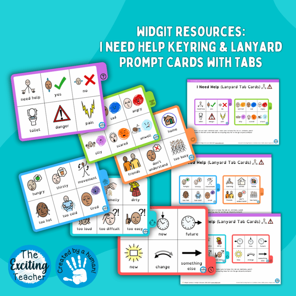 'I Need Help' - Something is Wrong Communication Mini Lanyard Prompts (Widgit Symbols Resources - Communication Collection) by Exciting Teacher 2025