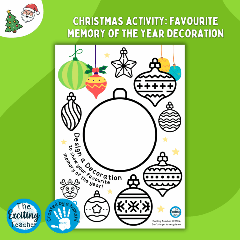 'Design a Decoration': Favourite Memory of the Year for Children (Winter & Christmas Activity) by Exciting Teacher