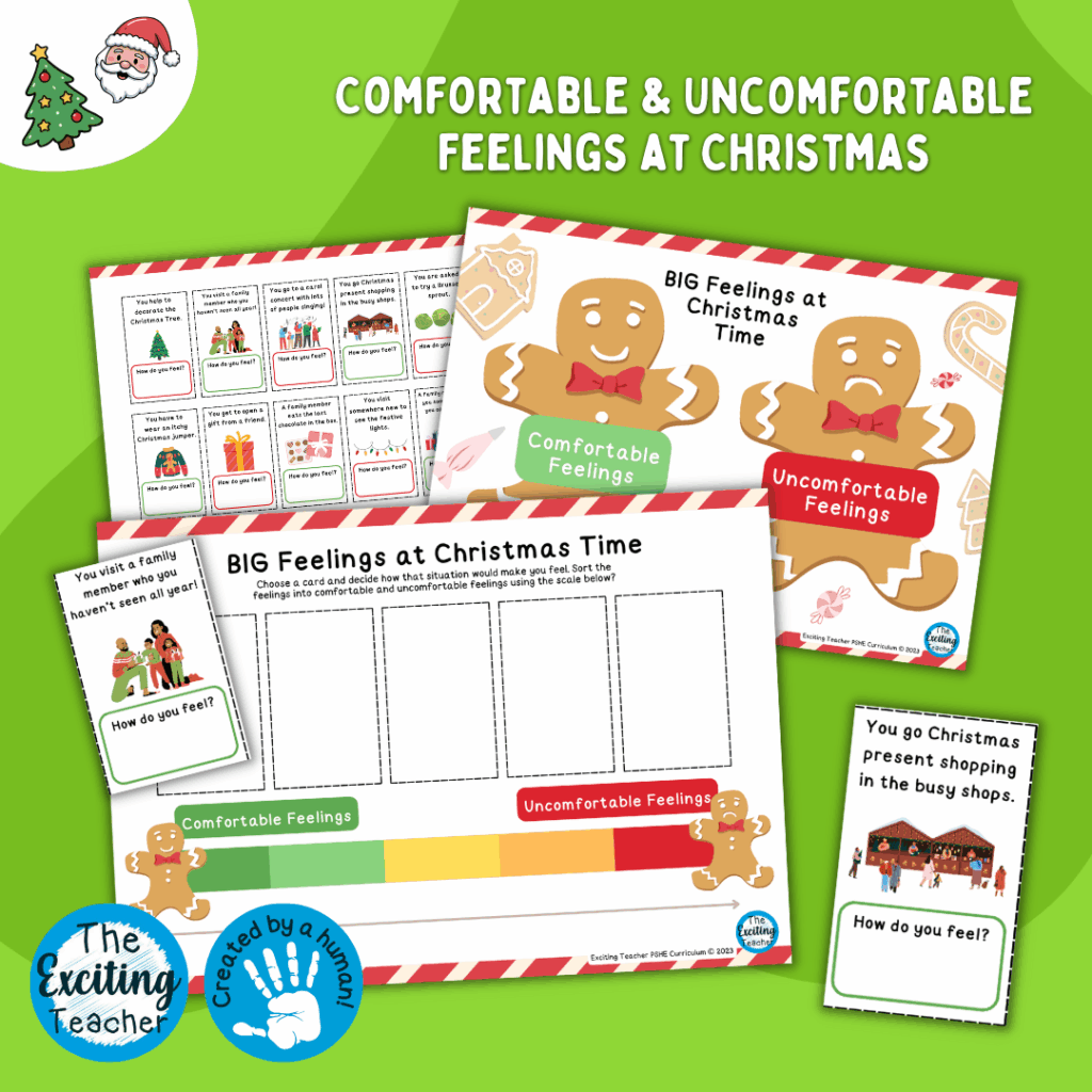 'BIG Feelings at Christmas Time': Emotional Literacy Comfortable & Uncomfortable Emotions Sorting Activity (Winter & Christmas Activity) by Exciting Teacher