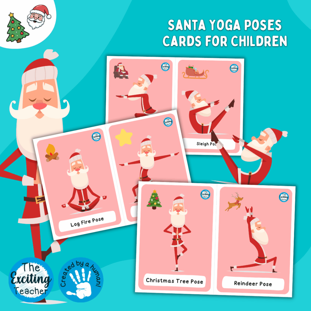 Santa Christmas Yoga Cards for Children by Exciting Teacher