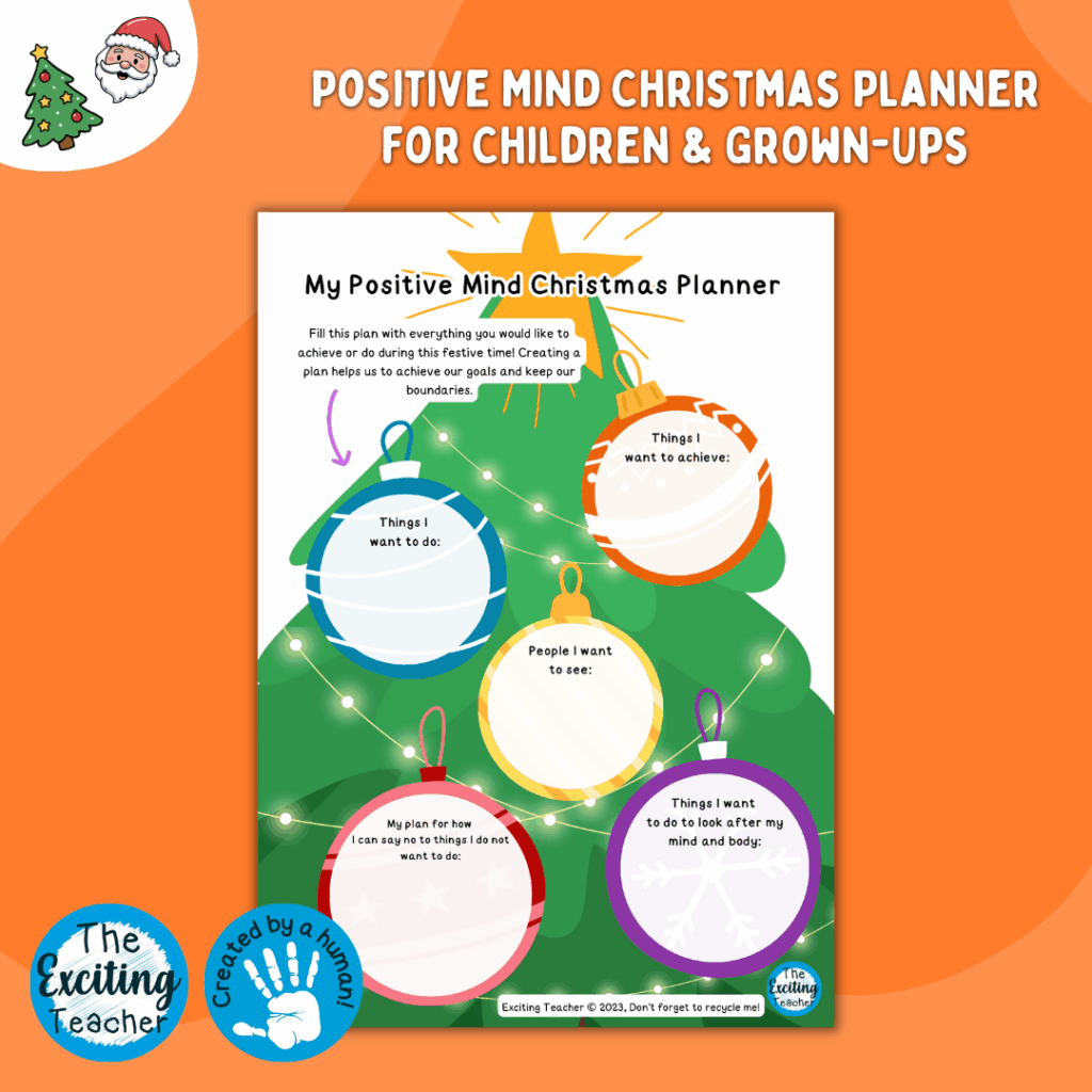 'My Positive Mind Christmas Planner' for Grown Ups and Children (Winter & Christmas Activity) by Exciting Teacher