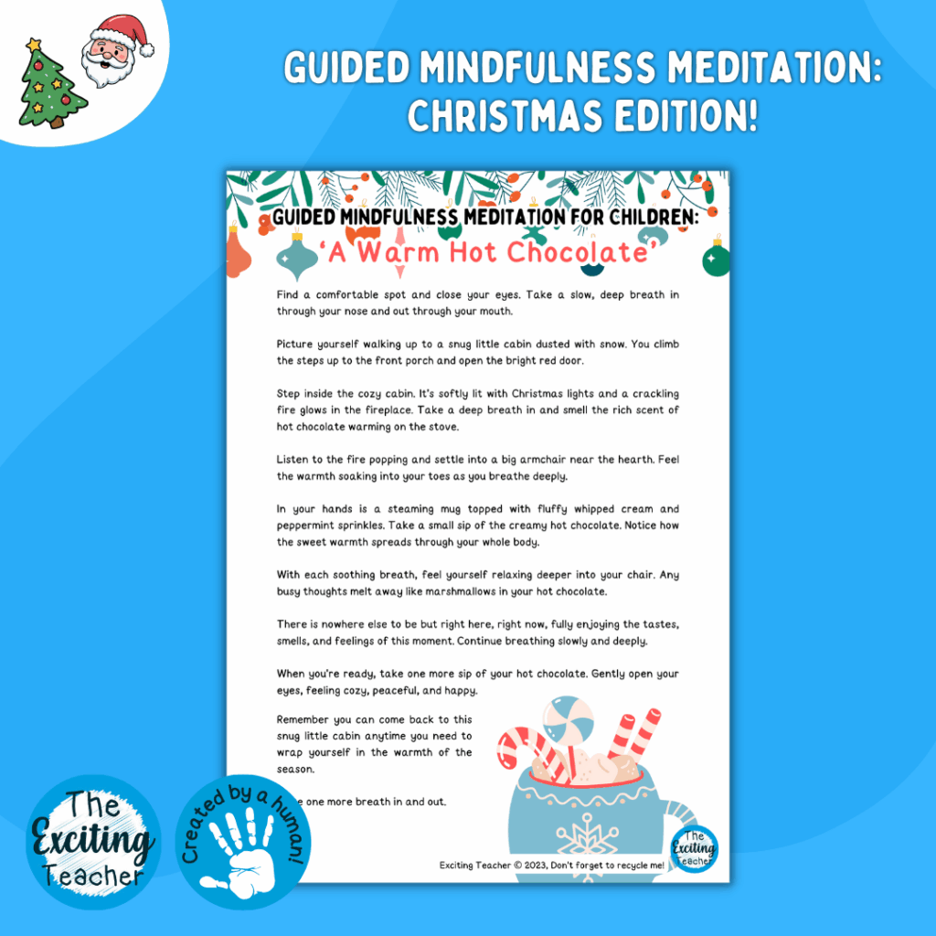 A Warm Hot Chocolate Guided Mindfulness Meditation for Children Christmas Editions by Exciting Teacher
