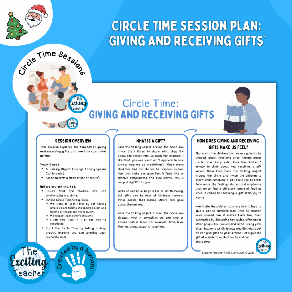 Giving and Receiving Gifts Circle-Time Sessions Plans Christmas Edition by Exciting Teacher