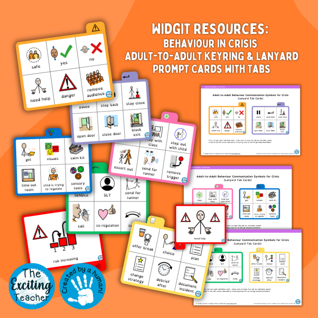 Adult-to-Adult Behaviour Communication Symbols for Crisis Times Communication Lanyard Tab Prompt Cards by Exciting Teacher 2025