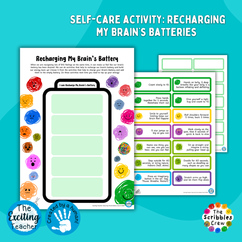 'Recharging My Brain's Battery': Self-Care Journalling Activity for Children by Exciting Teacher