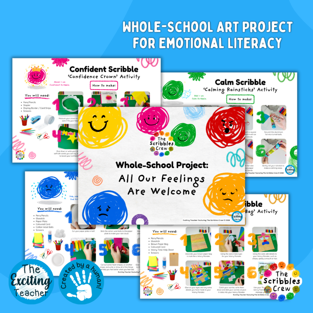 Whole-School Project All Our Feelings Are Welcome Display Guide with The Scribbles Crew by Exciting Teacher 2026