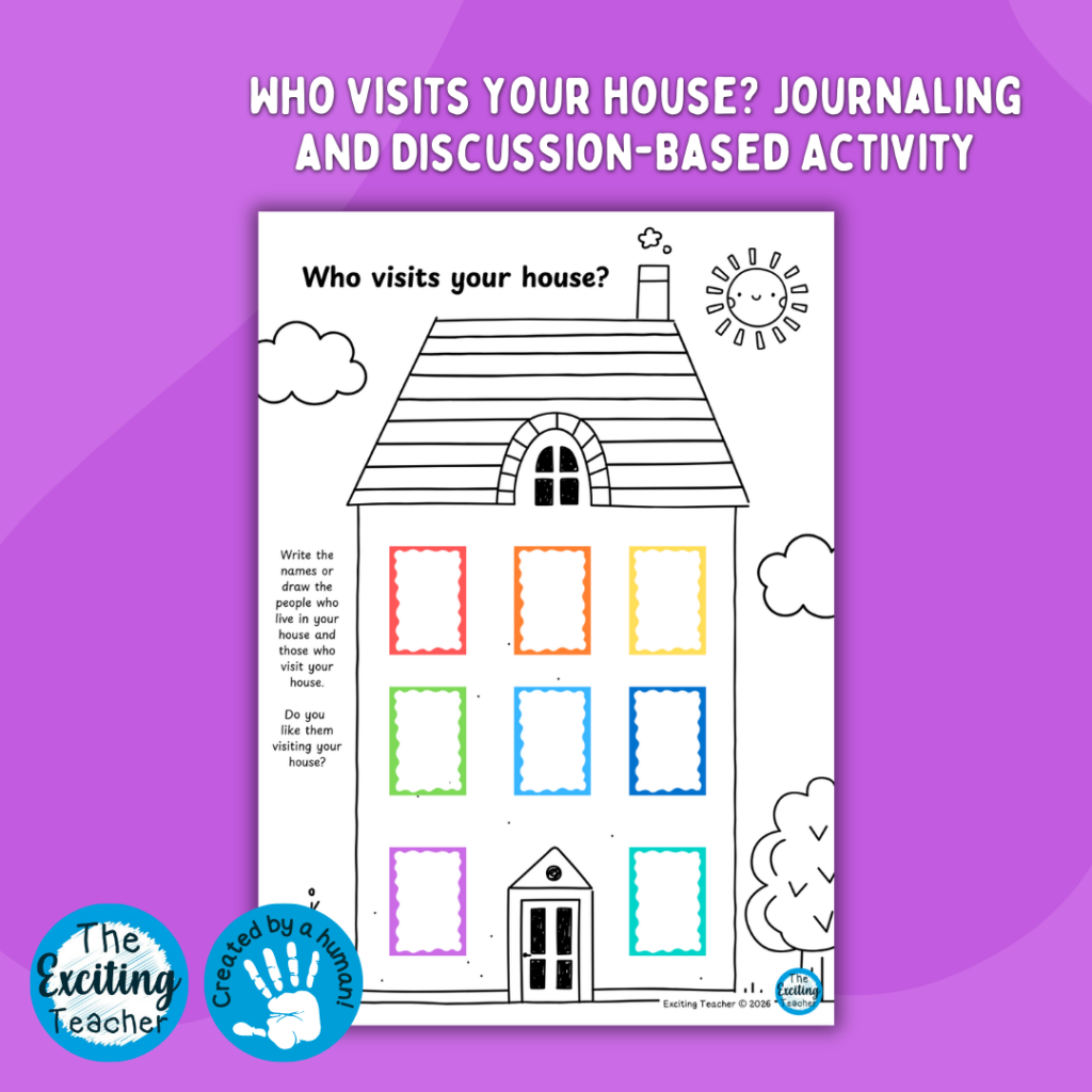 Who visits your house Journalling and Discussion Based Activity by Exciting Teacher 2026