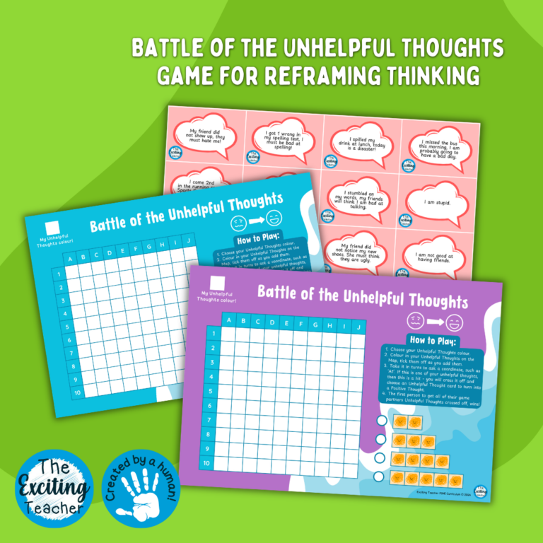 Battle of the Unhelpful Thoughts Game by Exciting Teacher 2025