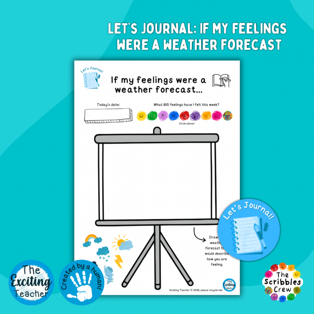 Let’s Journal If my feelings were a weather forecast… Prompt Sheet for Children by Exciting Teacher and The Scribbles Crew 2026