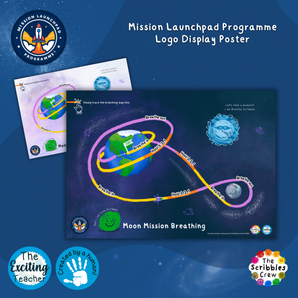 Moon Mission Breathing Finger Labyrinth Map with Calm Scribble by Exciting Teacher and The Scribbles Crew 2026 for Mission Launchpad Programme