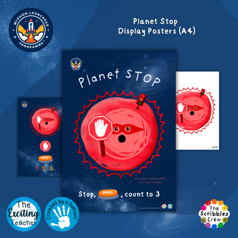 Planet STOP A4 Display Poster by Exciting Teacher and The Scribbles Crew 2026