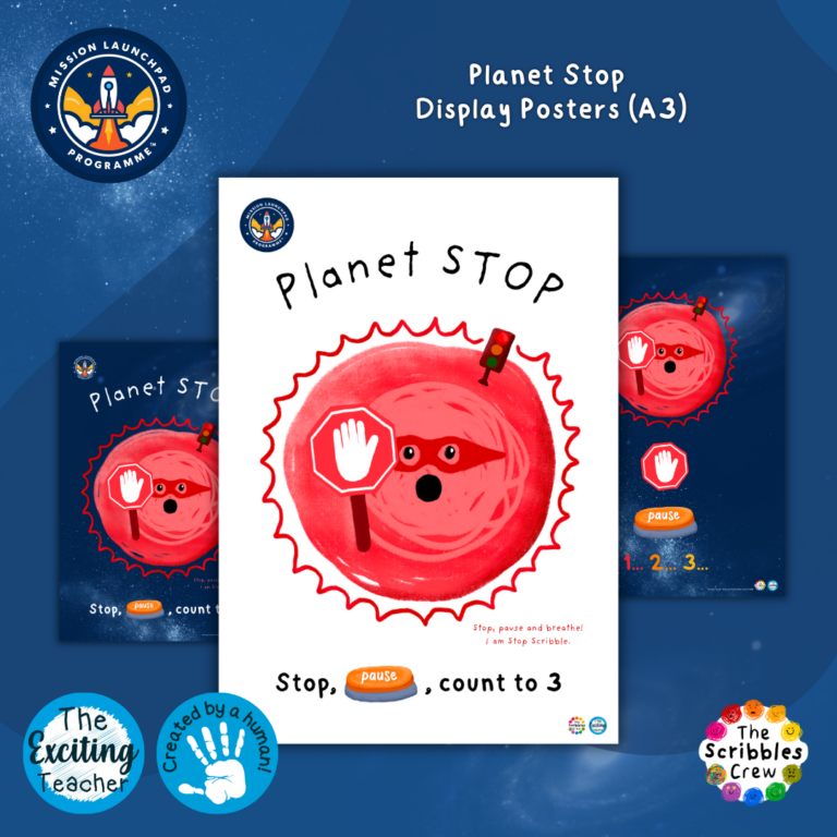 Planet STOP A3 Display Poster by Exciting Teacher and The Scribbles Crew 2026