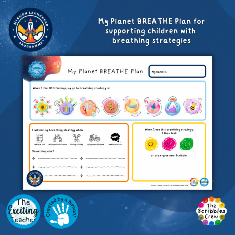 My Planet BREATHE Plan with Breathing Exercises Desk Mat Mission Launchpad Programme by Exciting Teacher and Scribbles Crew 2026