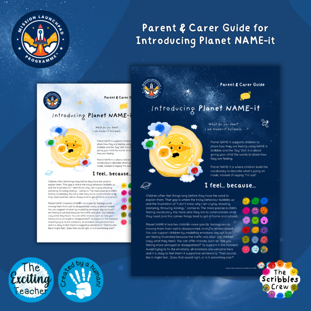 Planet NAME-it: Information Guide about Building Emotional Vocabulary for Parents and Carers (Mission Launchpad Programme) By Exciting Teacher The Scribbles Crew 2026