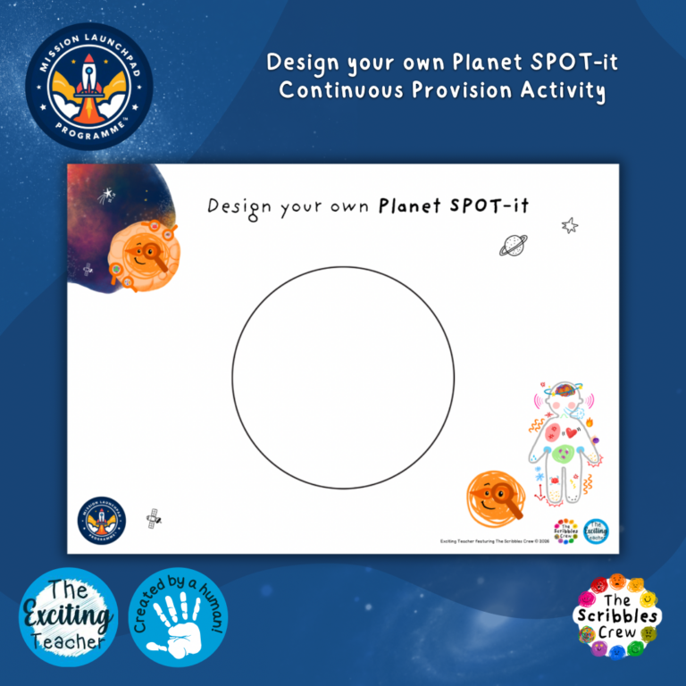 Planet SPOT-it: ‘Design Your Own Planet SPOT-it’ Bodily Sensations Activity (Mission Launchpad Programme) (EYFS, KS1, KS2) By Exciting Teacher and The Scribbles Crew 2026