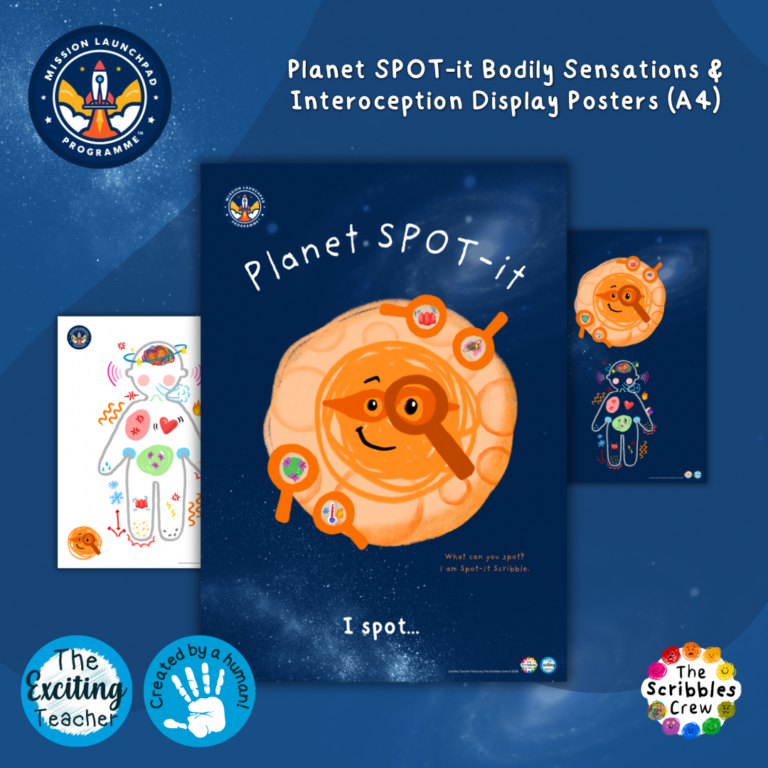 Planet SPOT-it: A4 Display Poster & Prompt Reminder Sheet of Spotting Bodily Sensations (Mission Launchpad Programme) (EYFS, KS1, KS2) By Exciting Teacher and The Scribbles Crew 2026