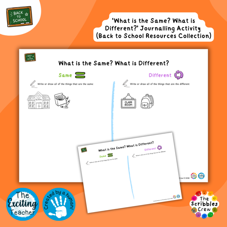 What is the Same & What is Different Back to School Resources by Exciting Teacher and The Scribbles Crew 2026