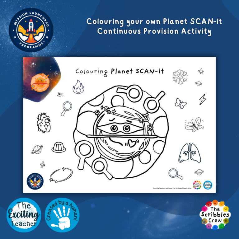 Colouring Planet SCAN-it Activity Mission Launchpad Programme by Exciting Teacher and Scribbles Crew 2026