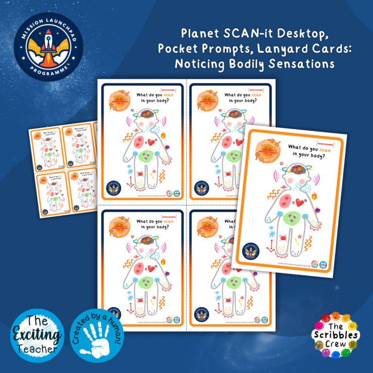 Planet SCAN IT Pocket Desk Cards Interoception Bodily Sensations Card Mission Launchpad Programme by Exciting Teacher and Scribbles Crew 2026