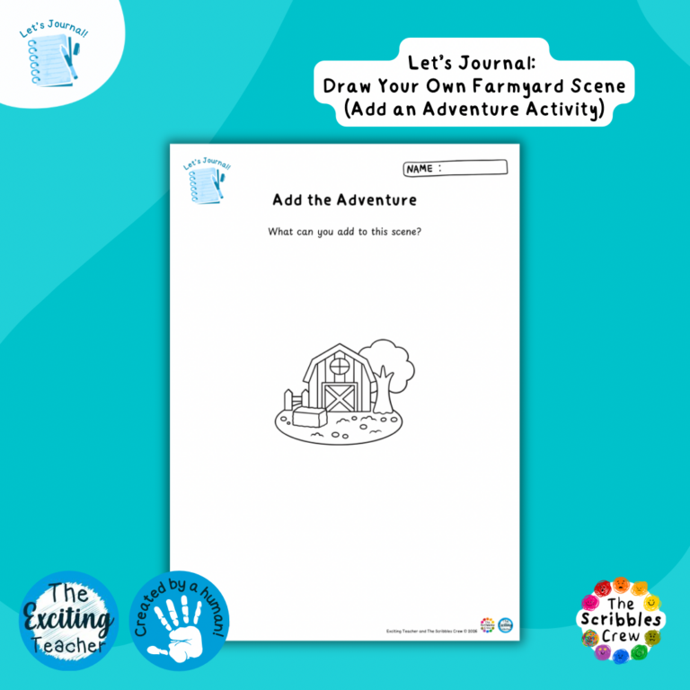 Farmyard Add the Adventure Journalling Resources by Exciting Teacher and The Scribbles Crew 2026